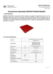 Gripper Tennis Technisches datenblatt