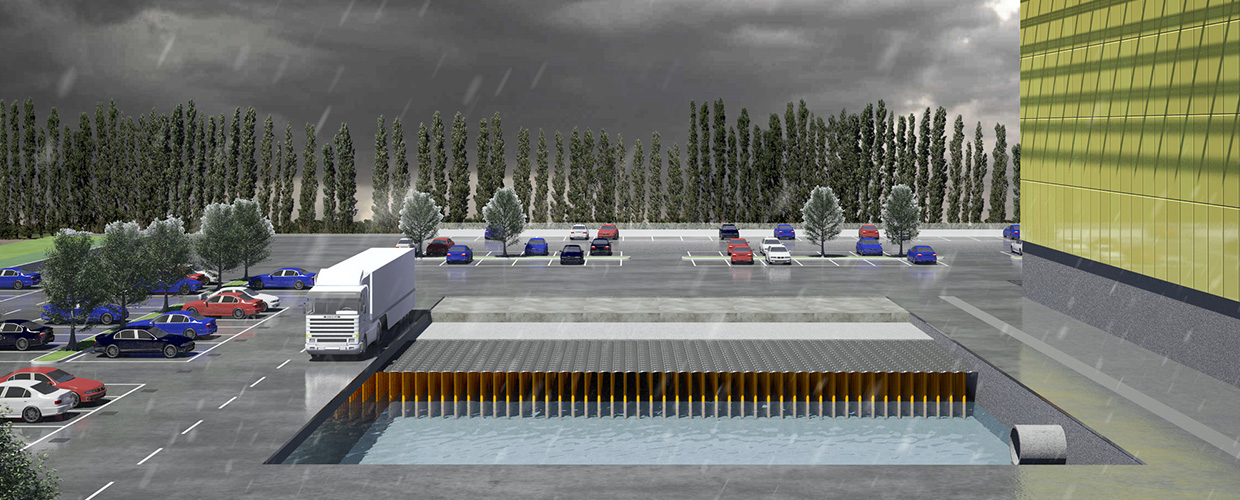 Geoplast New Elevetor Tank stormwater management basin render