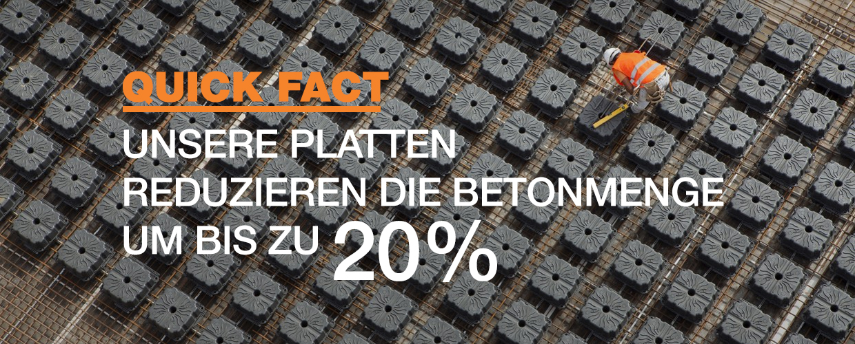 Unsere Deckenschalungen reduzieren die Betonmenge um bis zu 20 %