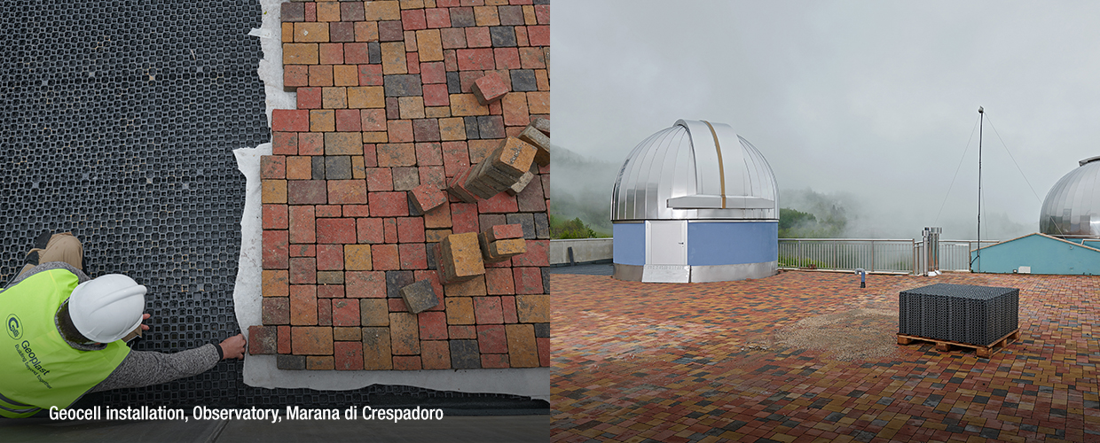 Geocell installation, Observatory, Marana di Crespadoro