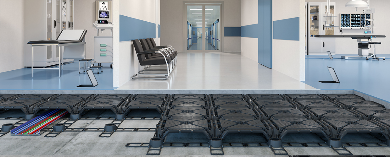 Matrix raised floor hospital