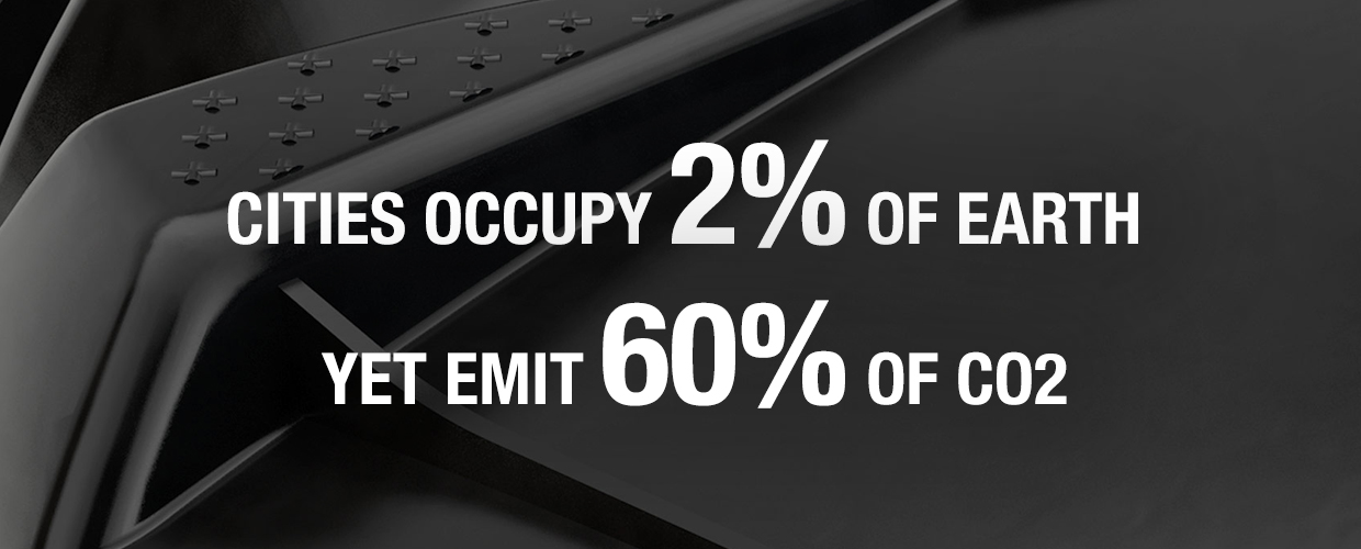 Cities occupy 2 % of Earth yet emit 60 % of CO2