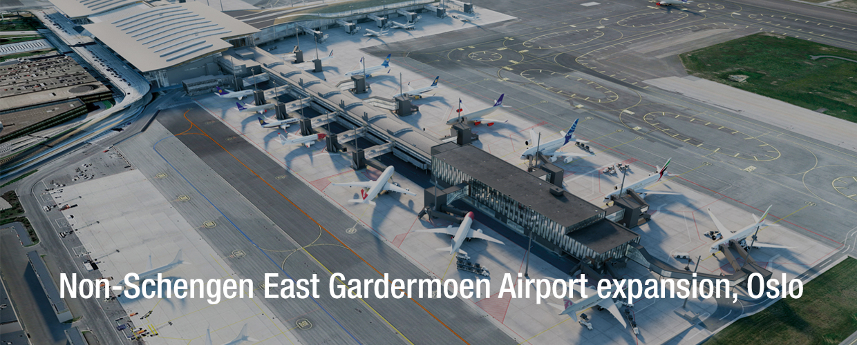 Expansión del Aeropuerto Gardermoen Zona Este No Schengen, Oslo