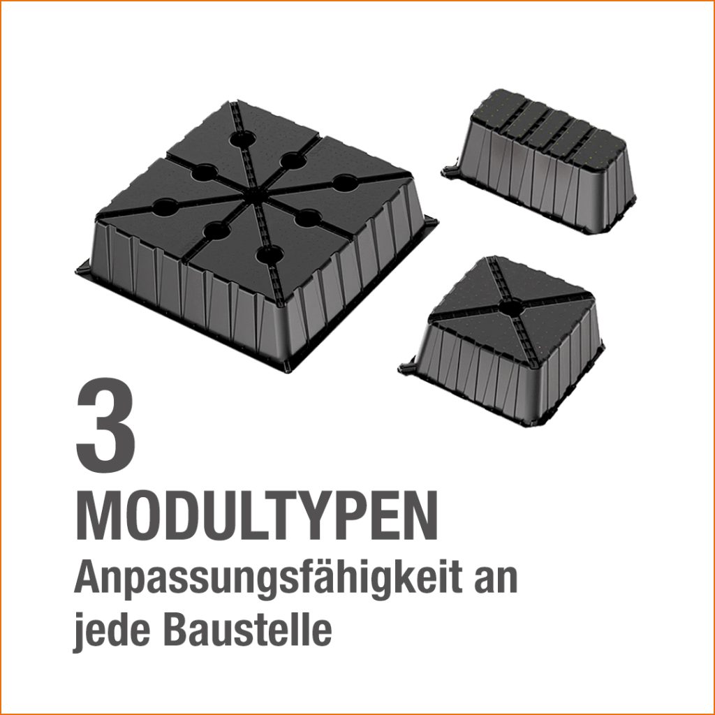 3 Modultypen - Anpassungsfähigkeit an jede Baustelle