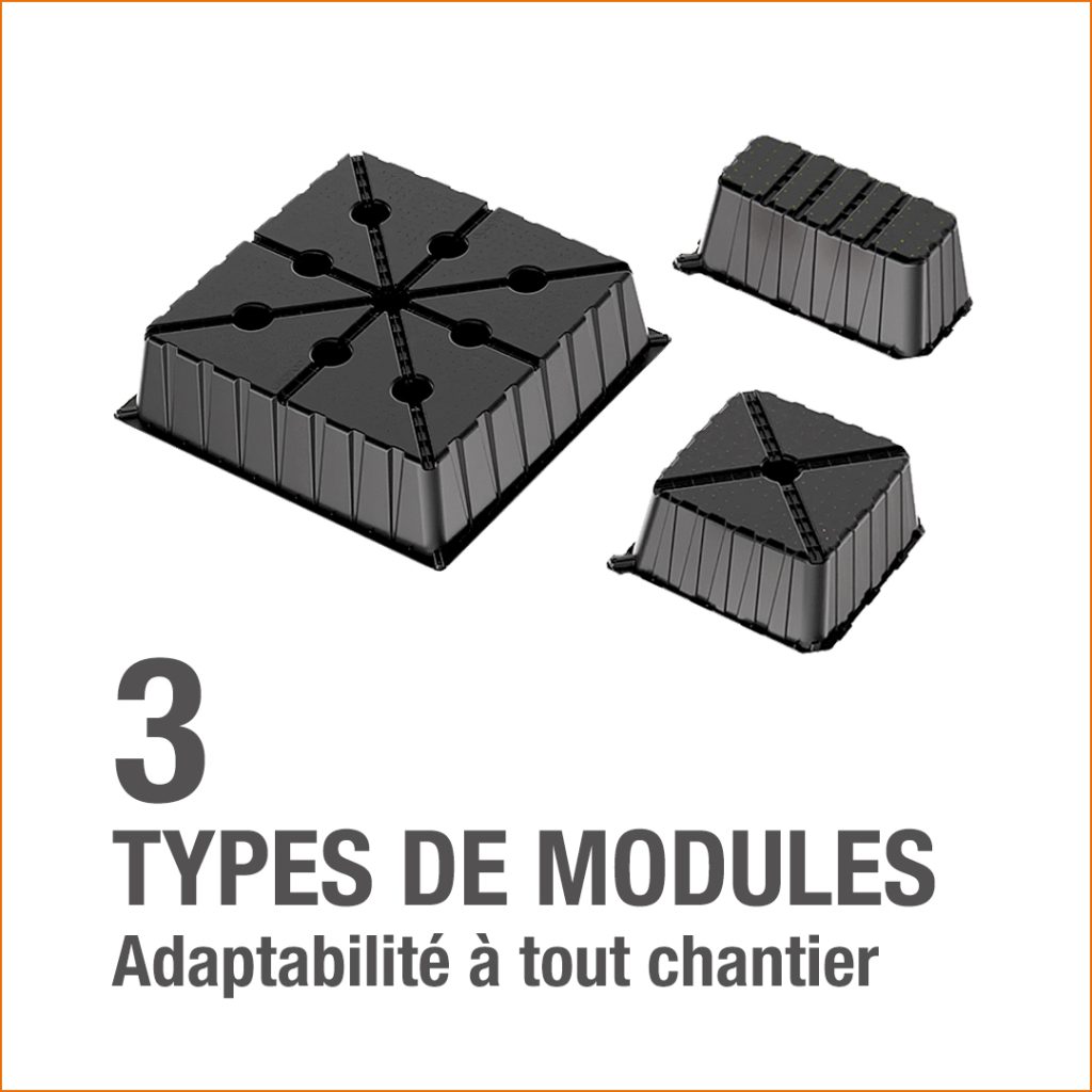 3 types de modules - Adaptabilité à tout chantier