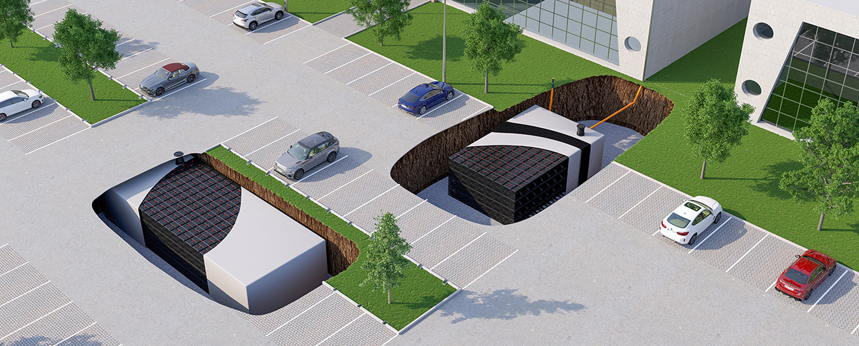 Stormwater tanks for retention and reuse